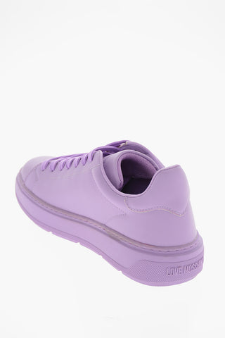 LOVE Solid Color Leather BOLD Low-Top Sneakers with Perforated Heart Shaped Sole