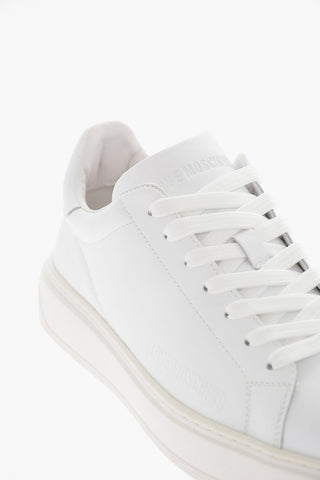 LOVE Solid Color Leather Sneakers