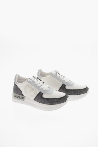 LOVE Fabric Sneakers with Glittery Trim