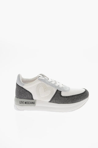 LOVE Fabric Sneakers with Glittery Trim