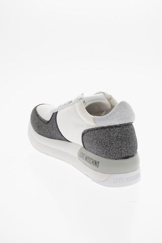 LOVE Fabric Sneakers with Glittery Trim