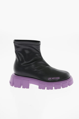 LOVE Faux Leather Sock Booties with Colored Sole 5,5cm