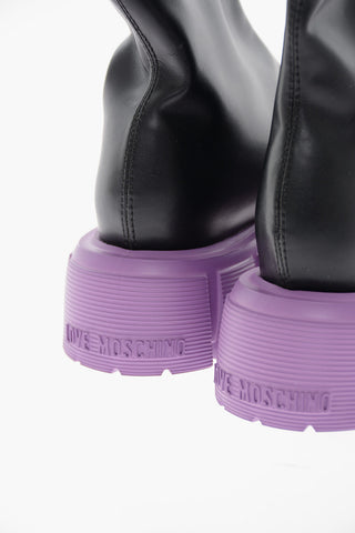 LOVE Faux Leather Sock Booties with Colored Sole 5,5cm