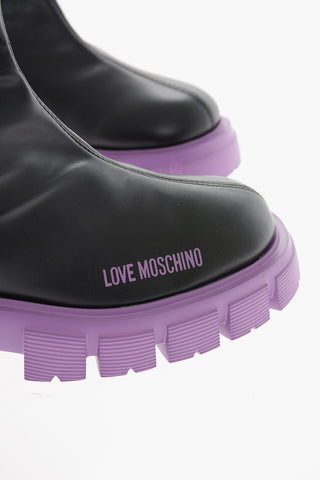LOVE Faux Leather Sock Booties with Colored Sole 5,5cm
