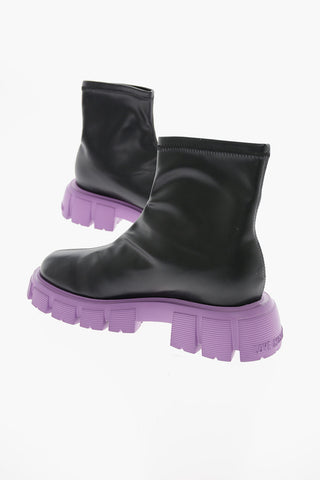 LOVE Faux Leather Sock Booties with Colored Sole 5,5cm