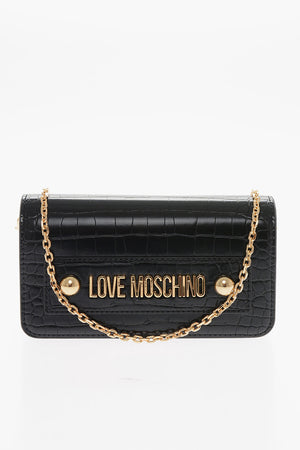 LOVE Borsa in Pelle Vegan Effetto Coccodrillo con Decorazione Catena Dorata