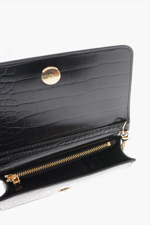 LOVE Borsa in Pelle Vegan Effetto Coccodrillo con Decorazione Catena Dorata