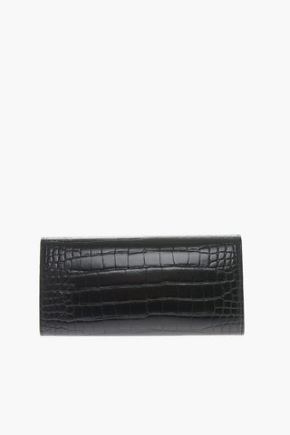 LOVE Crocodile Effect Faux Leather Wallet with Golden Logo