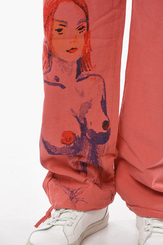Pantaloni in Cotone e Lino a 5 Tasche Stampati