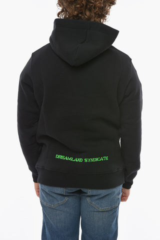 Fleeced-Cotton Hoodie with Contrasting Side Bands