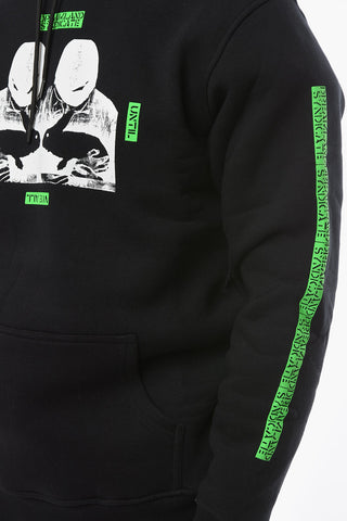 Fleeced-Cotton Hoodie with Contrasting Side Bands