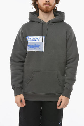 Fleeced Cotton Hoodie with Patches