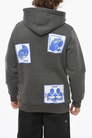 Fleeced Cotton Hoodie with Patches