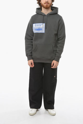Fleeced Cotton Hoodie with Patches