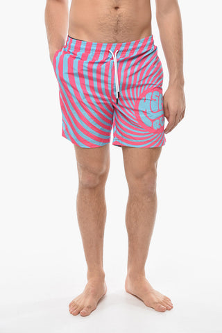 Awning Striped Two-Tone Swim Shorts