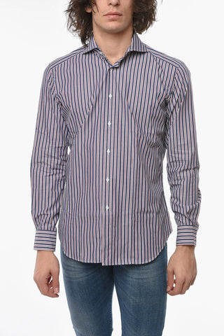 LA SARTORIALE Pencil Striped Cotton CUSTOM Shirt with Spread Collar