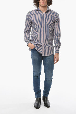 LA SARTORIALE Pencil Striped Cotton CUSTOM Shirt with Spread Collar