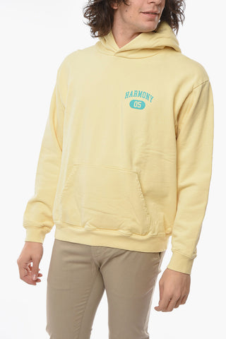 Felpa in Cotone Garzato con Cappuccio e Logo Stampato