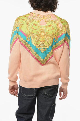 Baroque Motif Cotton and Silk Crew-neck Sweater