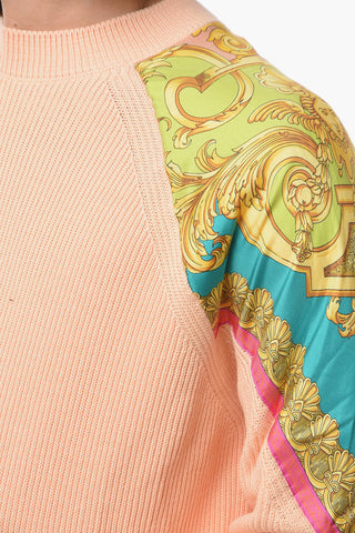 Baroque Motif Cotton and Silk Crew-neck Sweater