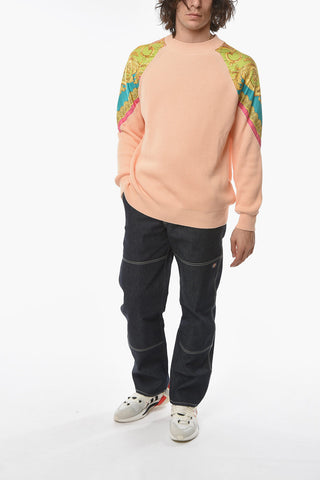 Baroque Motif Cotton and Silk Crew-neck Sweater