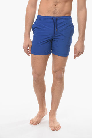 Drawstring Waist 3 Pockets Swim Shorts
