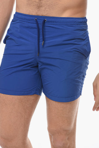 Drawstring Waist 3 Pockets Swim Shorts
