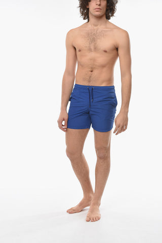 Drawstring Waist 3 Pockets Swim Shorts