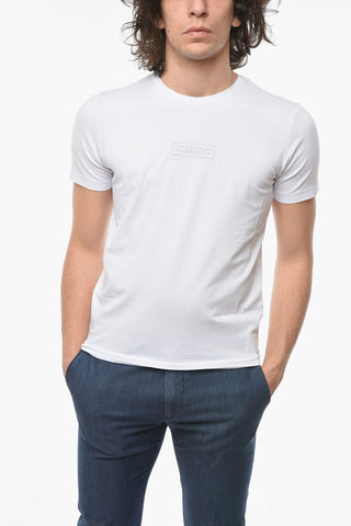 T-Shirt a Tinta Unita con Logo in Rilievo
