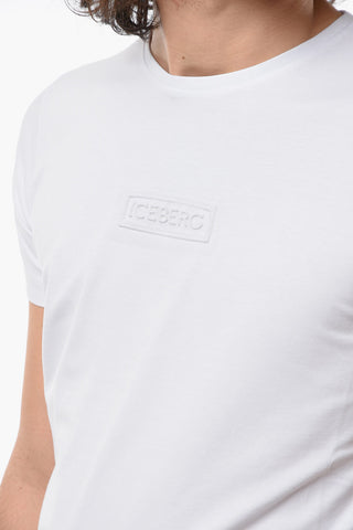 T-Shirt a Tinta Unita con Logo in Rilievo