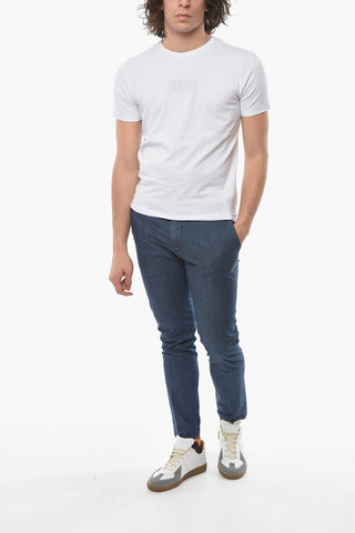 T-Shirt a Tinta Unita con Logo in Rilievo