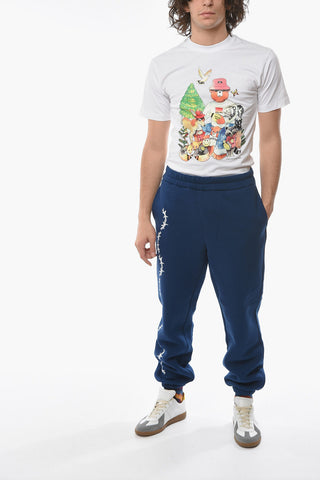 Joggers in Cotone Felpato con Stampa