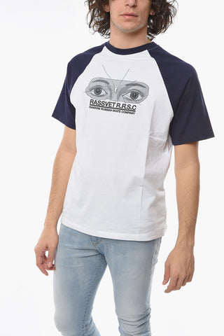 Printed Frontal Two-Tone Crew-Neck T-shirt