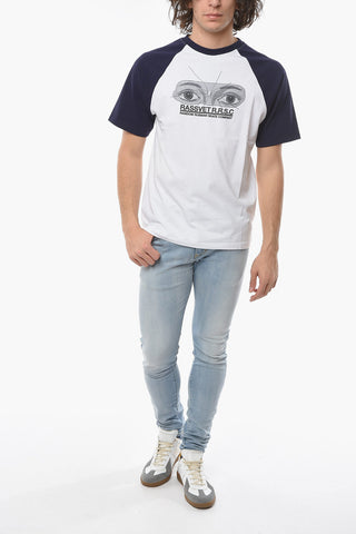 Printed Frontal Two-Tone Crew-Neck T-shirt