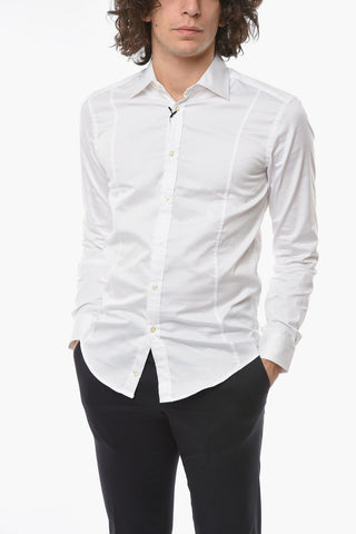 Spread Collar Solid Color Shirt