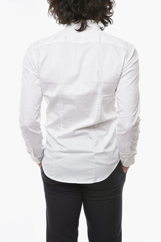 Spread Collar Solid Color Shirt