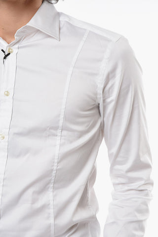 Spread Collar Solid Color Shirt