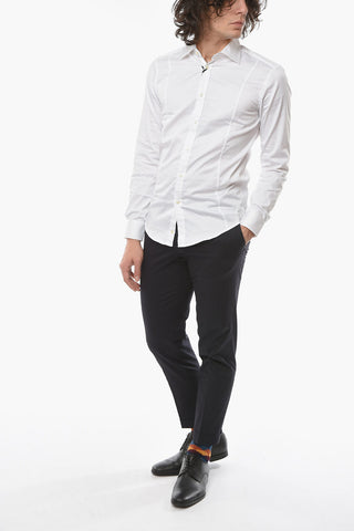 Spread Collar Solid Color Shirt
