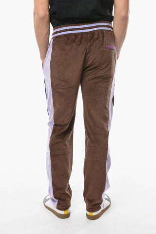 Velvet Joggers with Contrasting Embroideries