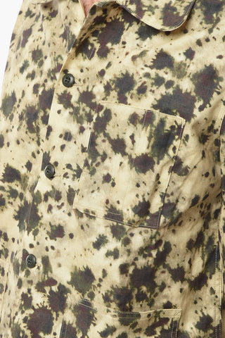 Camouflage Cotton and Linen Overshirt with Patch Pockets