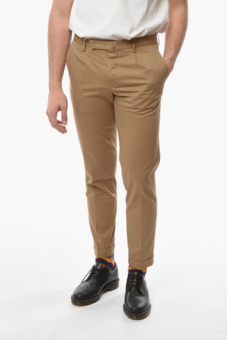LA SARTORIA Flap Pockets Single Pleat Cotton Pants