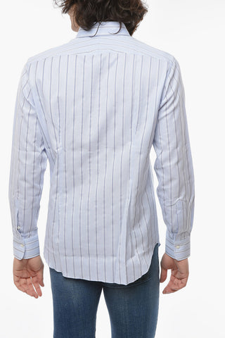 Poplin Cotton Pencil Stripe Shirt with Spread Collar
