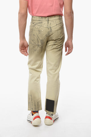 Jeans Effetto Splatter a Vita Regolare 20cm