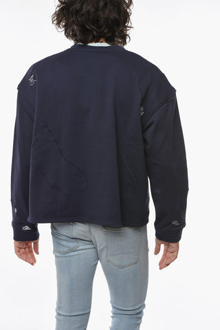Cotton Crew-Neck Sweatshirt with Embroidery