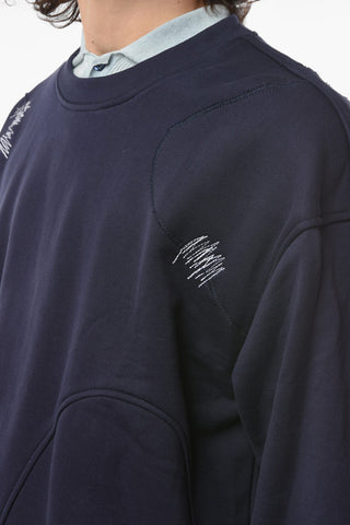 Cotton Crew-Neck Sweatshirt with Embroidery