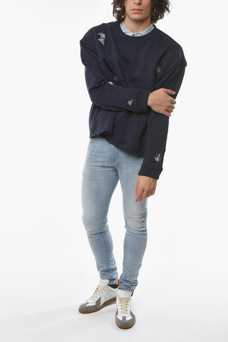 Cotton Crew-Neck Sweatshirt with Embroidery