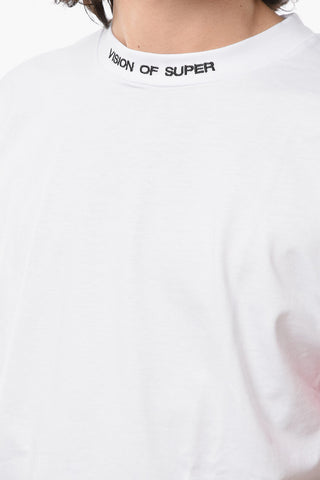 Crew-neck T-Shirt with Printed Flames on the Sleeve