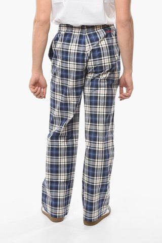 Pantaloni Pijama Motivo Plaid con Elastico in Vita