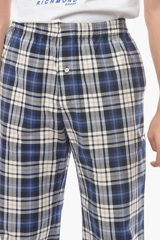 Pantaloni Pijama Motivo Plaid con Elastico in Vita