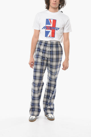 Pantaloni Pijama Motivo Plaid con Elastico in Vita